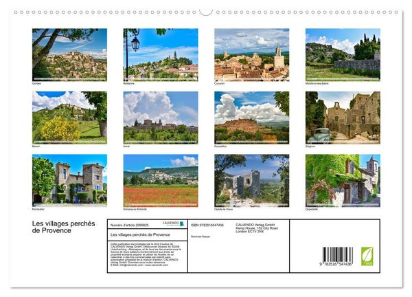 Produktbild: Les villages perch&eacute;s de Provence (Calendrier mural 2026 DIN A2 vertical) calendrier de bureau