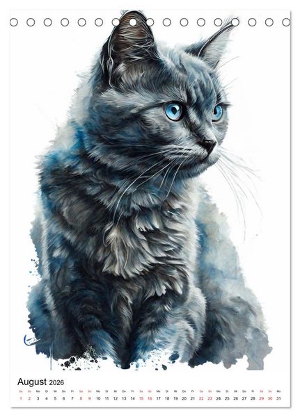 Produktbild: Katzen wie gemalt (Tischkalender 2026 DIN A5 hoch), CALVENDO Monatskalender