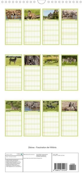 Produktbild: Familienplaner Zebras - Faszination der Wildnis (Wandkalender 2022 , 21 cm x 45 cm, hoch)