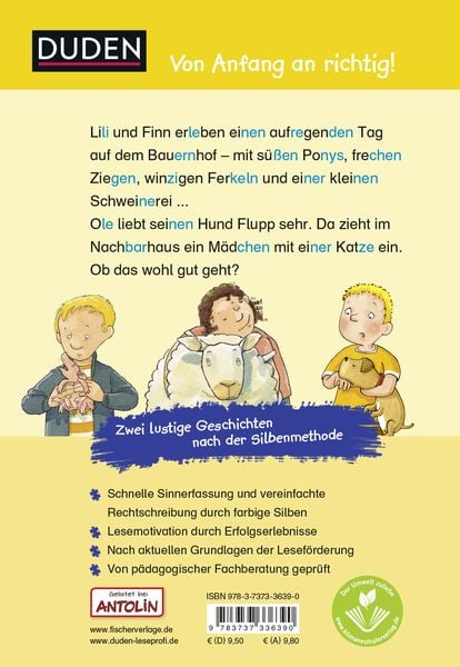 Produktbild: Duden Leseprofi &ndash; Silbe f&uuml;r Silbe: Silbengeschichten f&uuml;r Tierfreunde, 1. Klasse