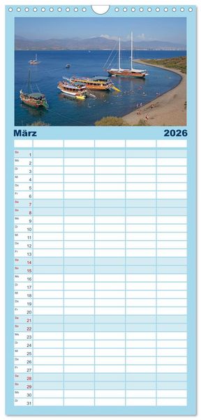 Produktbild: Familienplaner 2026 - Sommer an der T&uuml;rkischen &Auml;g&auml;is mit 5 Spalten (Wandkalender, 21 x 45 cm) CALVENDO