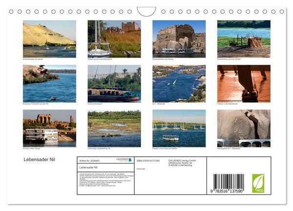 Produktbild: Lebensader Nil (Wandkalender 2026 DIN A4 quer), CALVENDO Monatskalender