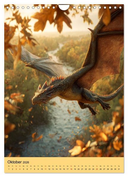 Produktbild: Drachen Kalender - ein Jahr mit mystischen Fabelwesen (Wandkalender 2026 DIN A4 hoch), CALVENDO Monatskalender