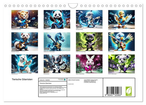 Produktbild: Tierische Gitarristen (Wandkalender 2026 DIN A4 quer), CALVENDO Monatskalender
