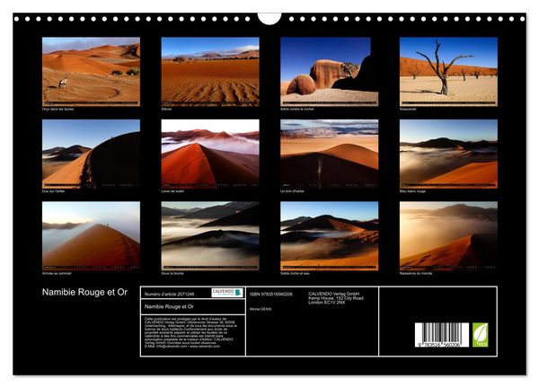 Produktbild: Namibie Rouge et Or (Calendrier mural 2026 DIN A3 vertical), CALVENDO calendrier mensuel