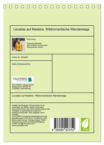 Produktbild: Levadas auf Madeira. Wildromantische Wanderwege (Tischkalender 2027 DIN A5 hoch), CALVENDO Monatskalender