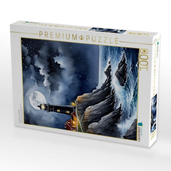 Produktbild: CALVENDO Puzzle Leuchtturm im Mondlicht | 1000 Teile Lege-Gr&ouml;&szlig;e 64x48cm Foto-Puzzle f&uuml;r gl&uuml;ckliche Stunden