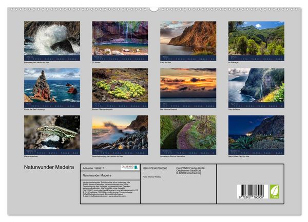 Produktbild: Naturwunder Madeira (hochwertiger Premium Wandkalender 2026 DIN A2 quer), Kunstdruck in Hochglanz