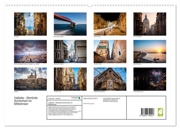 Produktbild: Valletta - Morbide Sch&ouml;nheit im Mittelmeer (hochwertiger Premium Wandkalender 2026 DIN A2 quer), Kunstdruck in Hochglanz