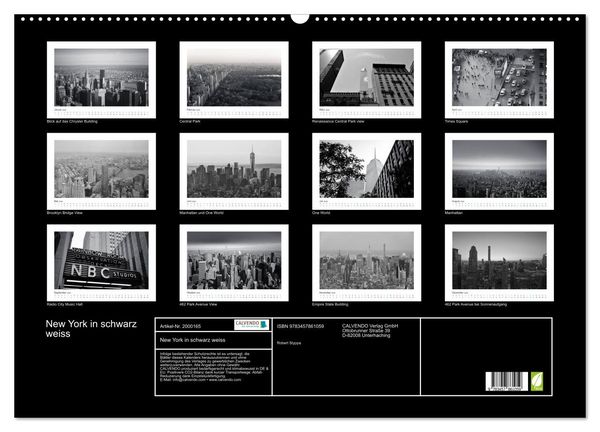 Produktbild: New York in schwarz weiss (Wandkalender 2026 DIN A2 quer), CALVENDO Monatskalender