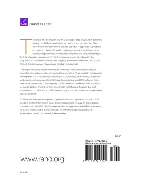 Produktbild: Transforming Capability Requirements Development in the United States Space Force
