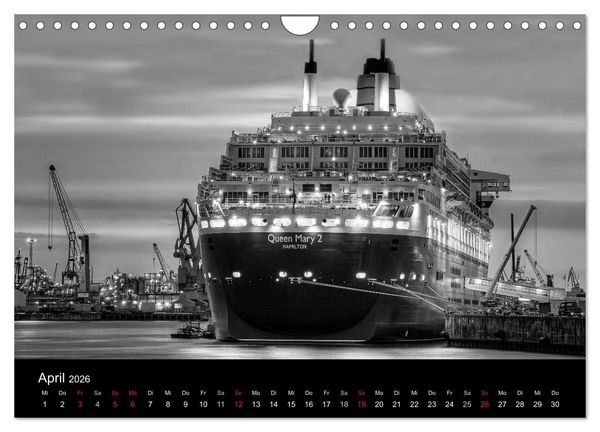 Produktbild: Hamburg monochrome Impressionen (Wandkalender 2026 DIN A4 quer), CALVENDO Monatskalender