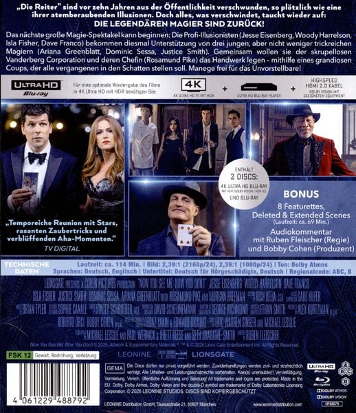 Produktbild: Die Unfassbaren 3 - Now you see me (4K Ultra HD) (+ Blu-ray)