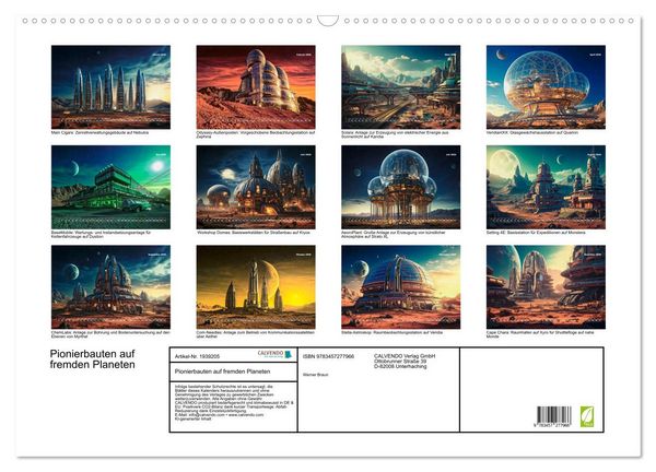 Produktbild: Pionierbauten auf fremden Planeten (Wandkalender 2026 DIN A2 quer), CALVENDO Monatskalender
