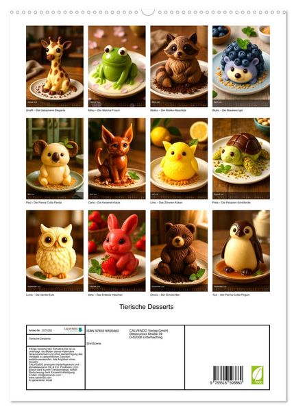 Produktbild: Tierische Desserts (hochwertiger Premium Wandkalender 2026 DIN A2 hoch), Kunstdruck in Hochglanz
