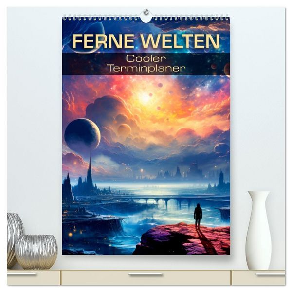 Produktbild: FERNE WELTEN Cooler Terminplaner (hochwertiger Premium Wandkalender 2026 DIN A2 hoch), Kunstdruck in Hochglanz