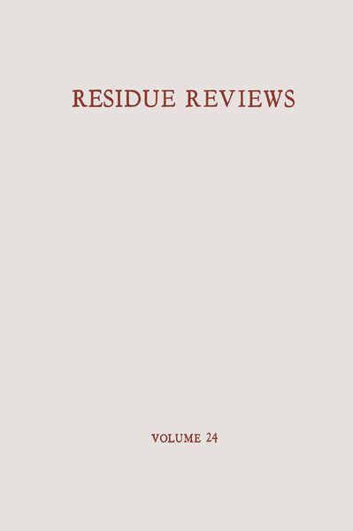 Produktbild: Residue Reviews / R&uuml;ckstands-Berichte