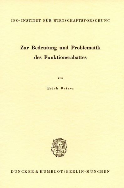 Produktbild: Zur Bedeutung und Problematik des Funktionsrabattes.