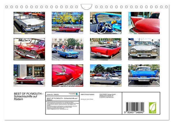 Produktbild: BEST OF PLYMOUTH - Schlachtschiffe auf R&auml;dern (Wandkalender 2026 DIN A4 quer), CALVENDO Monatskalender