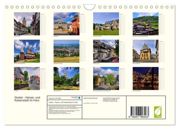 Produktbild: Goslar - Hanse- und Kaiserstadt im Harz (Wandkalender 2026 DIN A4 quer), CALVENDO Monatskalender