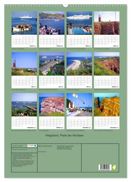 Produktbild: Helgoland, Perle der Nordsee (Wandkalender 2026 DIN A2 hoch), CALVENDO Monatskalender