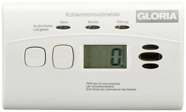 Produktbild: Gloria KO10D Kohlenmonoxid-Melder inkl. 10 Jahres-Batterie batteriebetrieben detektiert Kohlenmonoxid