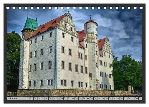 Produktbild: Burgen und Schl&ouml;sser um Dresden (Tischkalender 2026 DIN A5 quer), CALVENDO Monatskalender