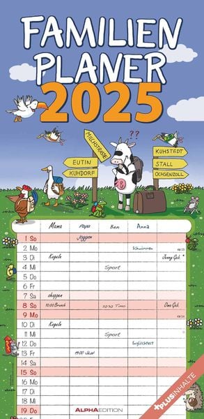 Familienplaner Happy 2025 - Familien-Timer 22x45 cm