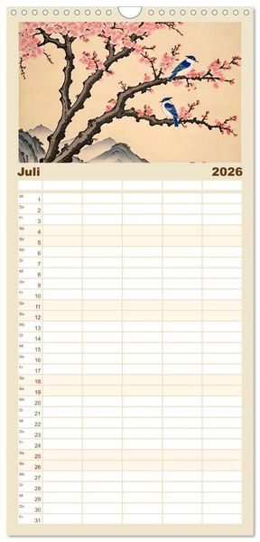 Produktbild: Familienplaner 2026 - Hanami in Japan mit 5 Spalten (Wandkalender, 21 x 45 cm) CALVENDO