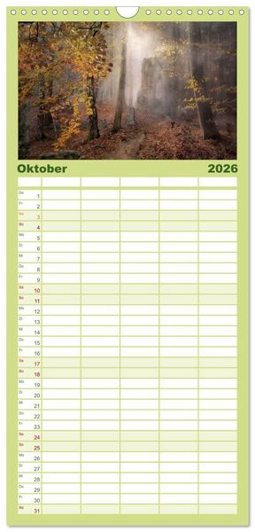 Produktbild: Familienplaner 2026 - Waldgeheimnisse mit 5 Spalten (Wandkalender, 21 x 45 cm) CALVENDO