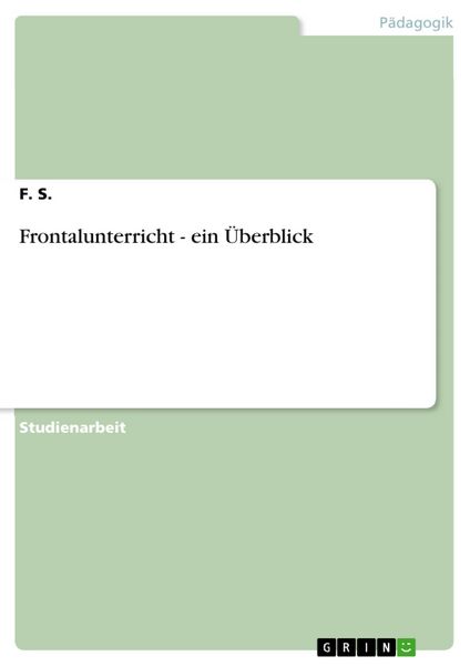 Produktbild: Frontalunterricht - ein &Uuml;berblick