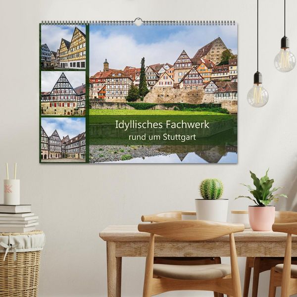 Produktbild: Idyllisches Fachwerk rund um Stuttgart (Wandkalender 2027 DIN A2 quer), CALVENDO Monatskalender