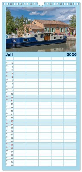 Produktbild: Familienplaner 2026 - Der K&ouml;nigliche Kanal. Die Wasserstra&szlig;e im Languedoc mit 5 Spalten (Wandkalender, 21 x 45 cm) CALVENDO