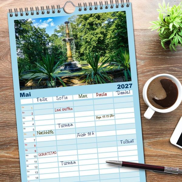 Produktbild: Familienplaner 2027 - Reiseziele in Deutschland mit 5 Spalten (Wandkalender, 21 x 45 cm) CALVENDO