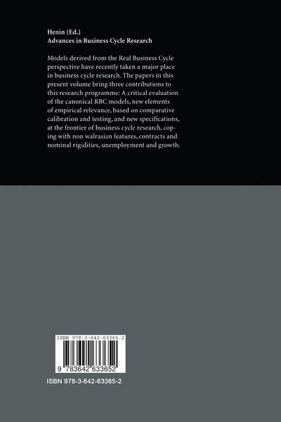 Produktbild: Advances in Business Cycle Research