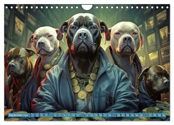 Produktbild: Gangsterhunde - KI-Bilder (Wandkalender 2026 DIN A4 quer), CALVENDO Monatskalender