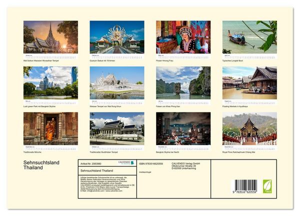 Produktbild: Sehnsuchtsland Thailand (Wandkalender 2026 DIN A3 quer), CALVENDO Monatskalender