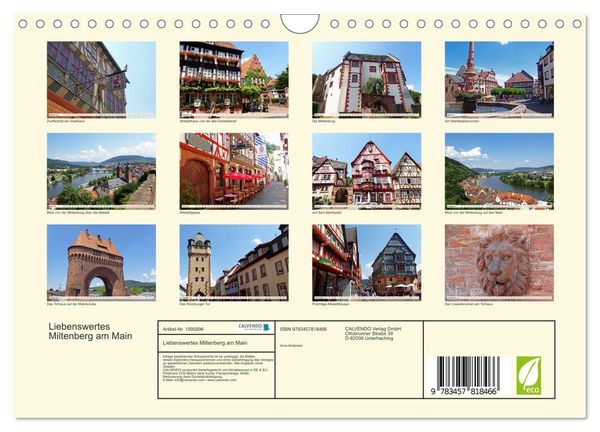 Produktbild: Liebenswertes Miltenberg am Main (Wandkalender 2026 DIN A4 quer), CALVENDO Monatskalender