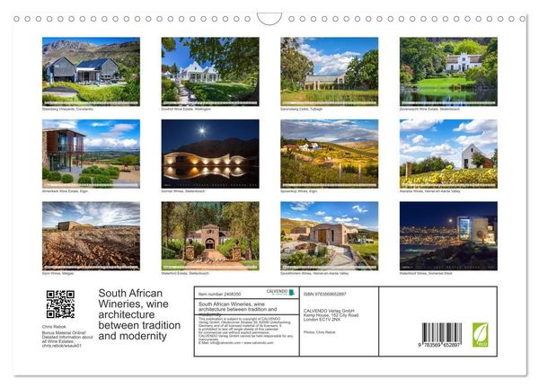Produktbild: South African Wineries, wine architecture between tradition and modernity (Wall Calendar 2027 DIN A3 landscape), CALVENDO 12 Month Wall Calendar