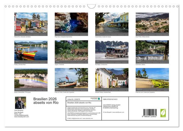 Produktbild: Brasilien 2026 abseits von Rio (Wandkalender 2026 DIN A3 quer), CALVENDO Monatskalender