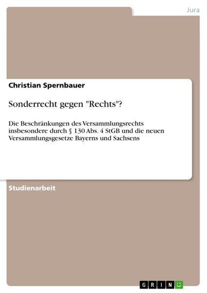 Produktbild: Sonderrecht gegen "Rechts"?