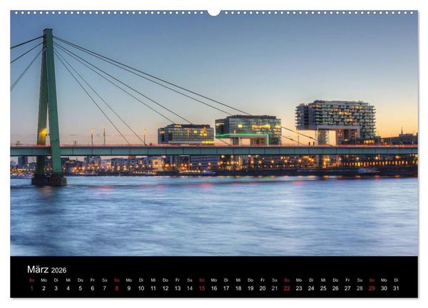 Produktbild: k&ouml;ln dunkelbunt II &ndash; Die Stadt leuchtet! (hochwertiger Premium Wandkalender 2026 DIN A2 quer), Kunstdruck in Hochglanz