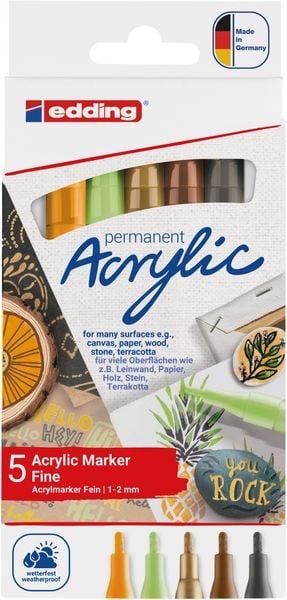 Produktbild: Edding Acrylmarker fein e-5300 Natur, 5er Set