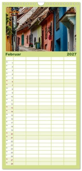 Produktbild: Familienplaner 2027 - Mittelalterliche St&auml;dte Rum&auml;niens mit 5 Spalten (Wandkalender, 21 x 45 cm) CALVENDO