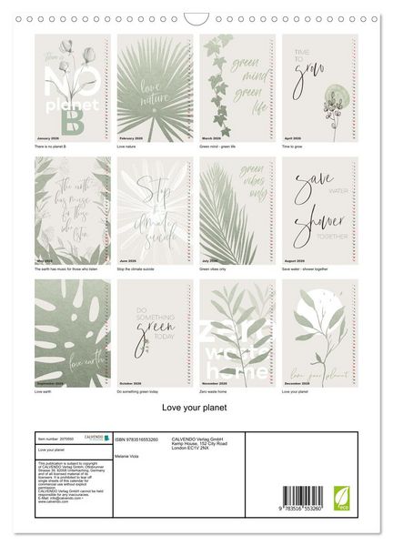 Produktbild: Love your planet (Wall Calendar 2026 DIN A3 portrait), CALVENDO 12 Month Wall Calendar