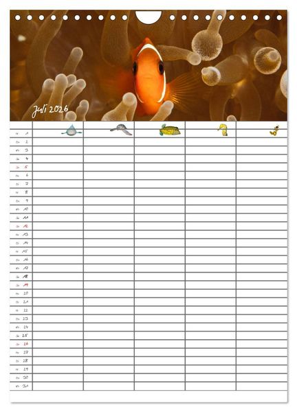 Produktbild: Der Unterwasser Familienplaner 2026 (Wandkalender 2026 DIN A4 hoch), CALVENDO Monatskalender