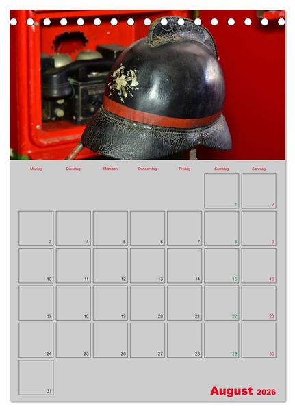 Produktbild: Alte Feuerwehrhelme - Terminplaner (Tischkalender 2026 DIN A5 hoch), CALVENDO Monatskalender