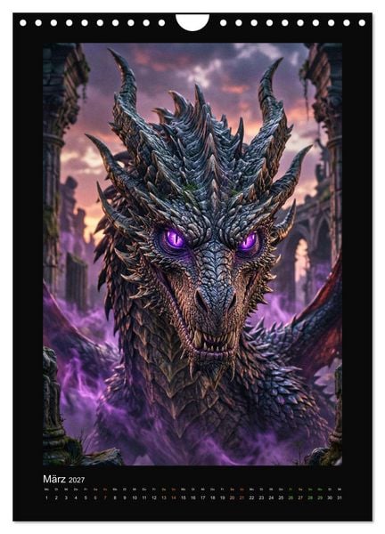 Produktbild: Drachen - Magische Herrscher, Dark‑Fantasy Wandkalender (Wandkalender 2027 DIN A4 hoch), CALVENDO Monatskalender