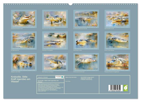 Produktbild: Krokodile. Stille Kraft irgendwo am Wasser (hochwertiger Premium Wandkalender 2027 DIN A2 quer), Kunstdruck in Hochglanz