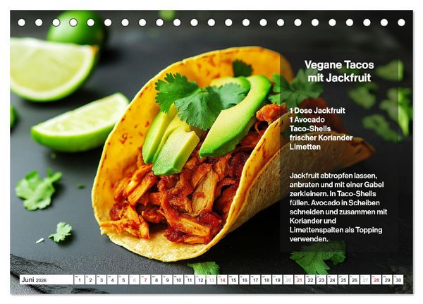 Produktbild: Veganes Soulfood - Leichte vegan Rezepte f&uuml;r jeden Monat (Tischkalender 2026 DIN A5 quer), CALVENDO Monatskalender